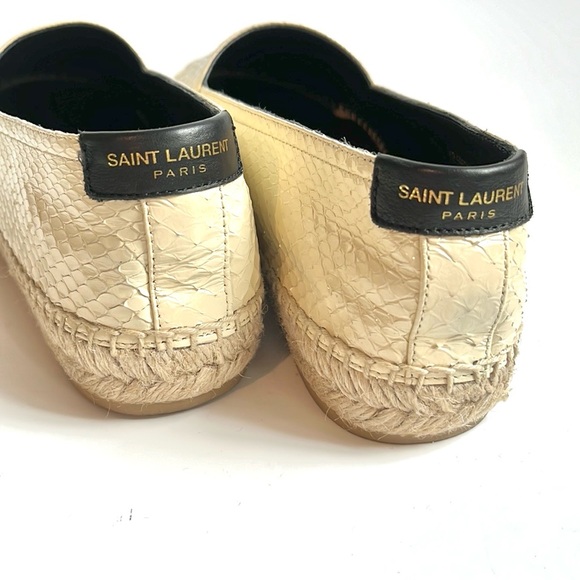 Saint Laurent Cream Lacquered Ayers Espadrilles - Picture 8 of 11